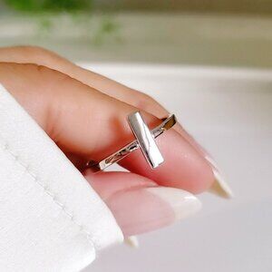 Women's 925 Sterling Silver T-Bar Ring Boho Chic Jewelry Non Tarnish Her Gift